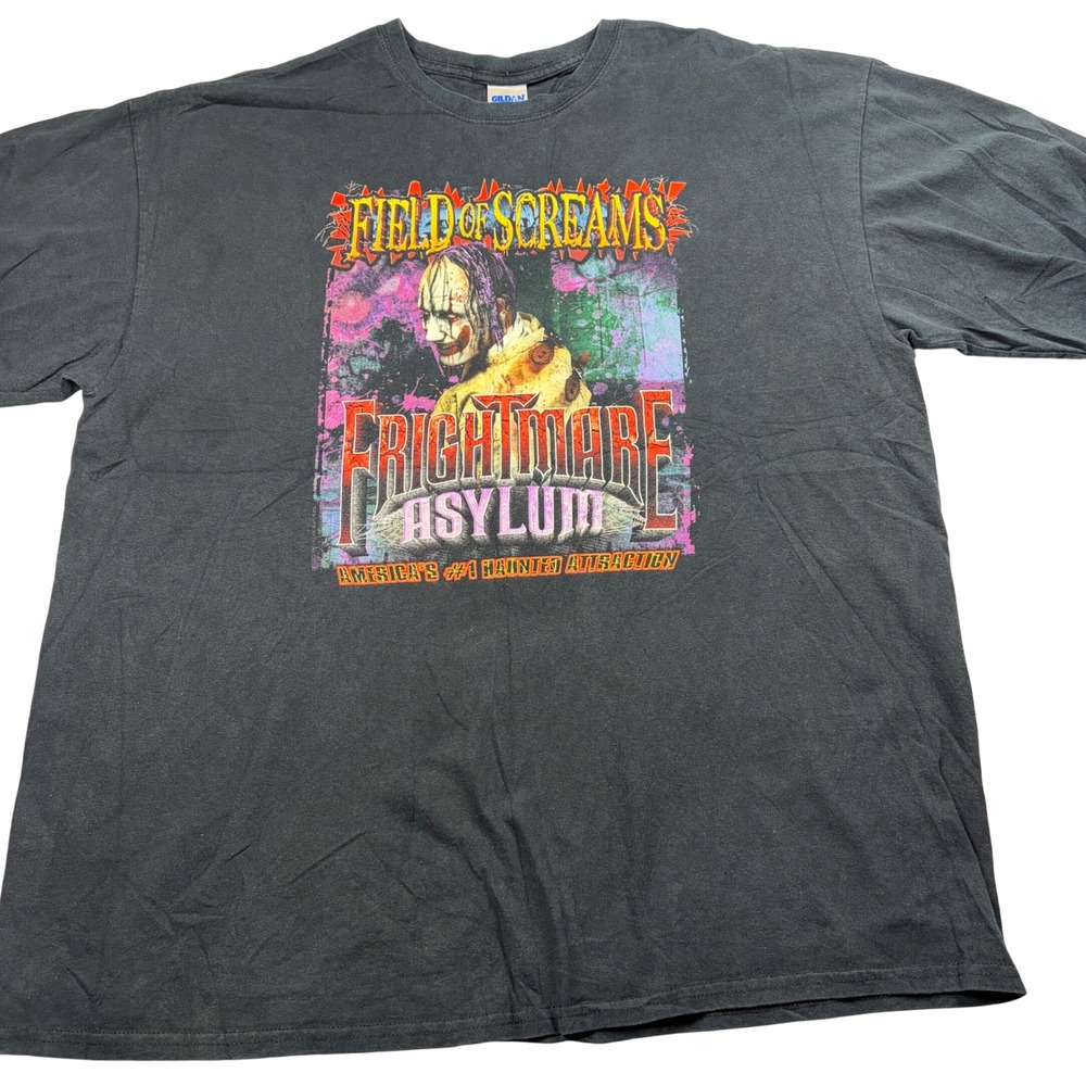 Gildan Field of Screams Frightmare Asylum Haunted Attraction Graphic T-Shirt 2XL
